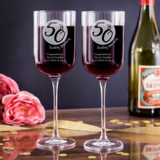 Personalised 50th Anniversary Fusion Wine Glasses Product Image
