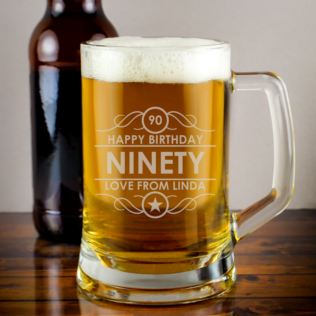 Personalised 90th Birthday Glass Tankard Product Image
