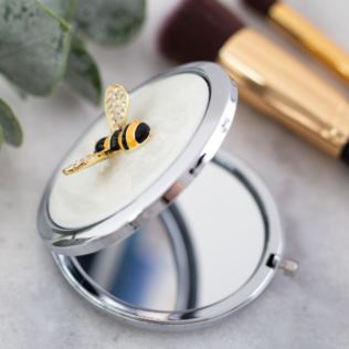 Silver Plated & Crystal Bumble Bee Compact Mirror Product Image