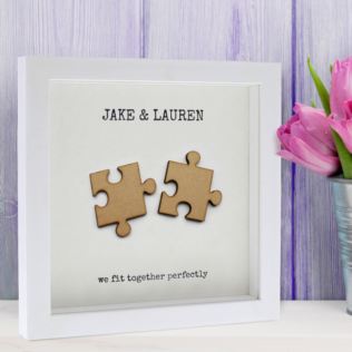 Personalised 'We Fit Together' Jigsaw Piece Wooden Box Frame Product Image