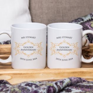 Pair of Personalised Golden Anniversary Mugs Product Image