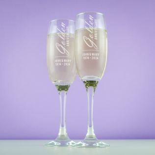 Personalised Golden Anniversary Champagne Flutes Product Image
