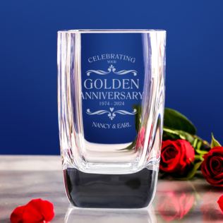 Personalised Golden Wedding Anniversary Glass Vase Product Image