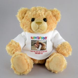 Personalised Happy Birthday Photo Upload Teddy Bear Product Image
