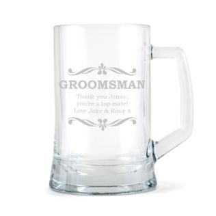 Personalised Groomsman Glass Stern Tankard Product Image