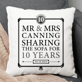 Personalised 10th Anniversary Sharing The Sofa Cushion Product Image