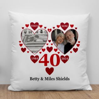Personalised Then and Now Ruby Anniversary Photo Cushion Product Image
