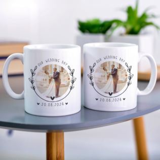 Personalised Wedding Photo Upload Pair Of Mugs Product Image