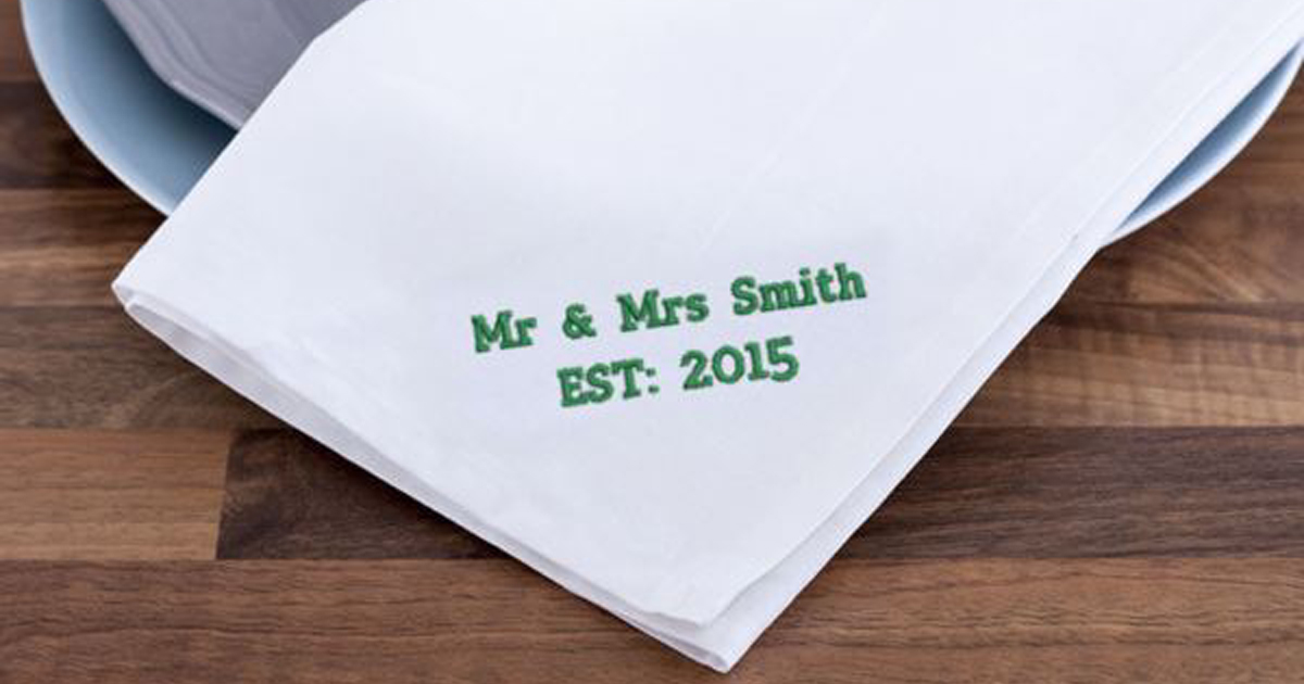 Personalised Embroidered White Tea Towel