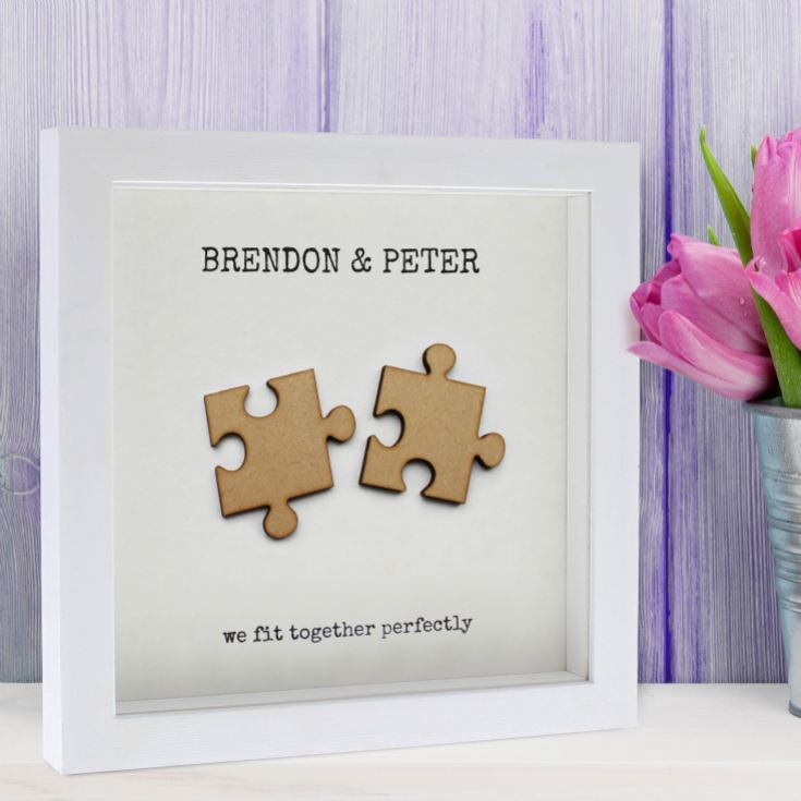Personalised 'We Fit Together' Jigsaw Piece Wooden Box Frame product image