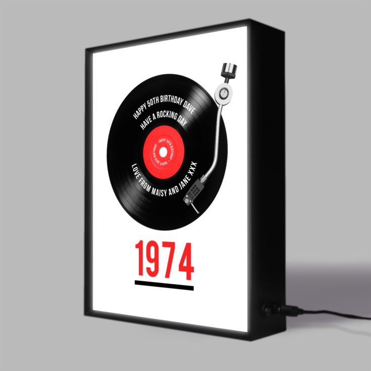 Personalised 50th Birthday Retro Record Light Box product image