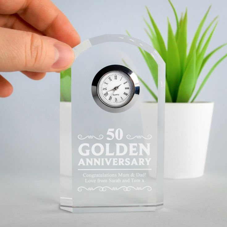 Engraved Golden Wedding Anniversary Mantel Clock product image