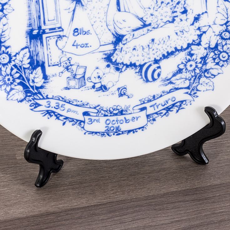 Personalised Heron China Staffordshire Blue Birth Plate product image