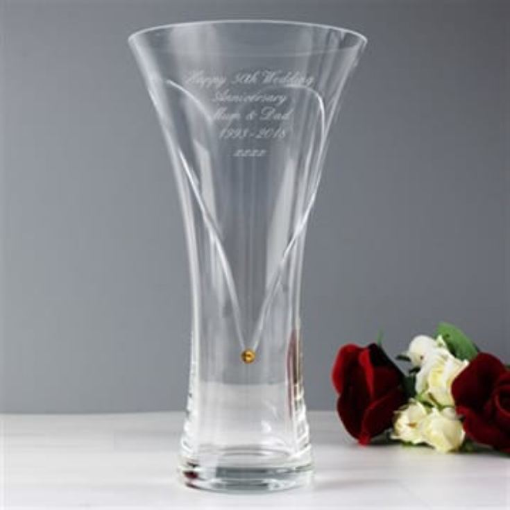 Personalised Golden Anniversary Vase with Heart Design product image