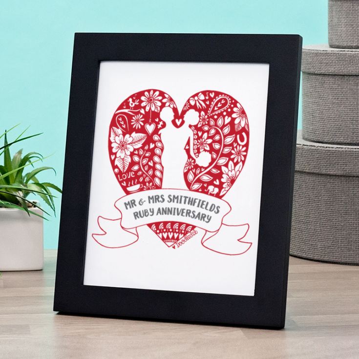 Exclusive Personalised Ruby Anniversary Doodle Heart Print by DoodleDeb product image