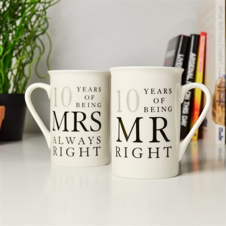 10 Years Of Mr Right and Mrs Always Right Mugs product image