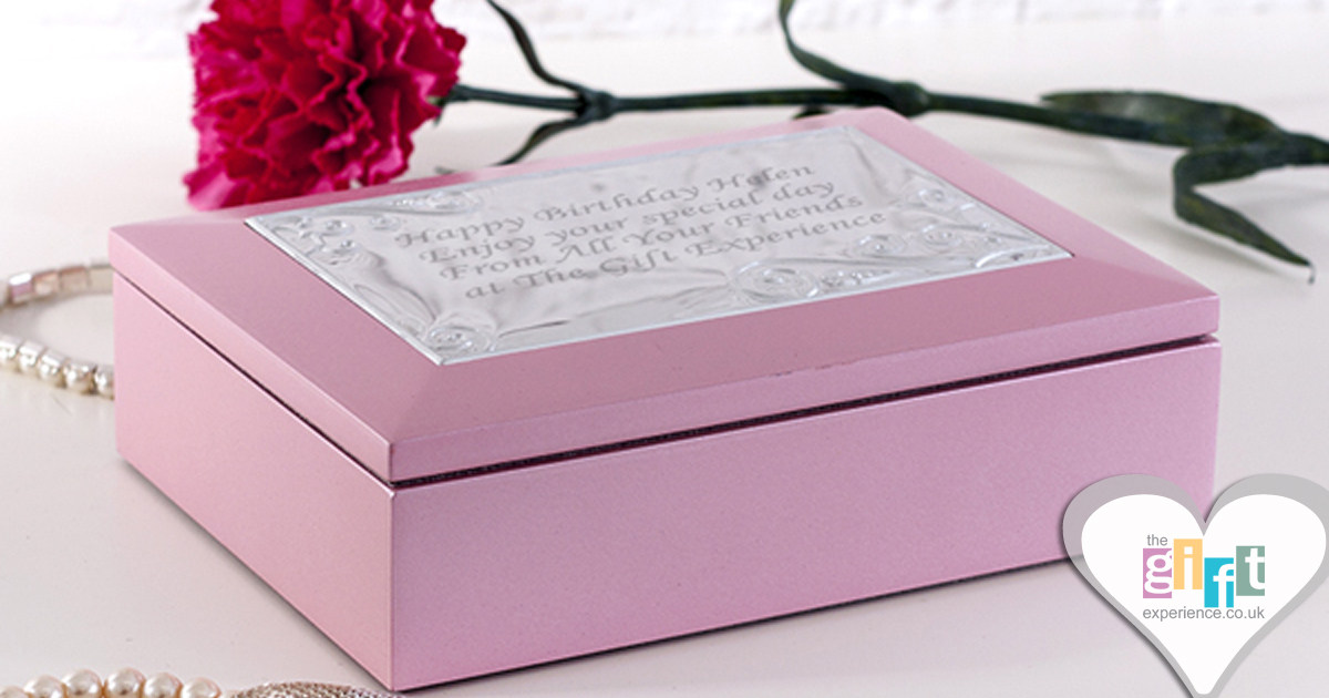 Pink Jewellery box with engraved plaque on top - Personalised Mother of the Groom gift