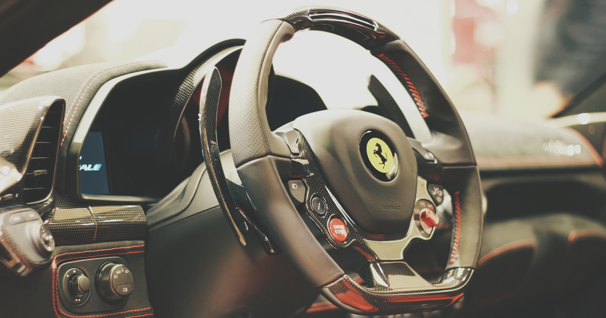 The inside of a Ferrari