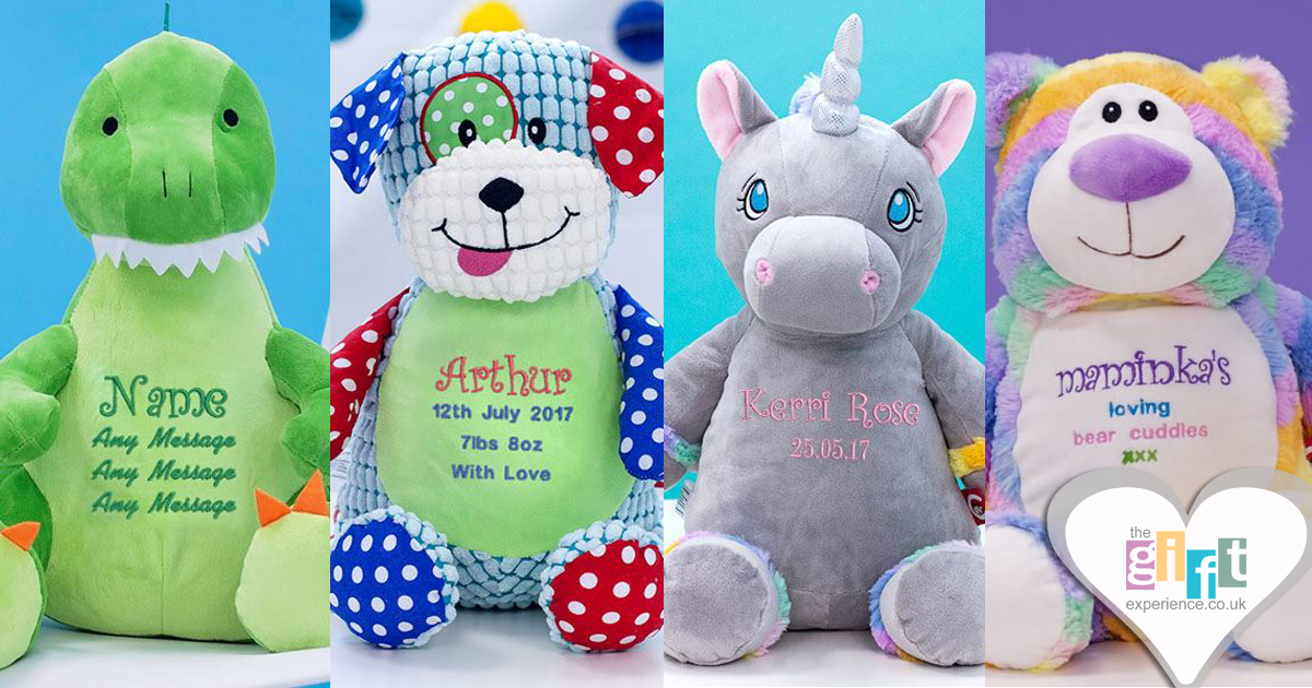 Collection of cuddly toys that can be embroidered with a personalised message