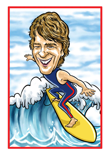 surfer caricature