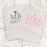 Personalised Mr & Mrs Top Hat Cream Passport Holders