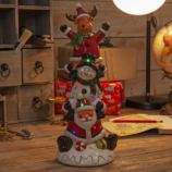 Ceramic Santa, Snowman and Reindeer Figurine LED Lights