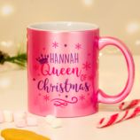 Personalised Queen Of Christmas Pink Mug