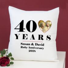 Personalised 40th Wedding Anniversary Photo Cushion