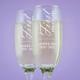 Personalised 1st Anniversary Champagne Flutes Product Image