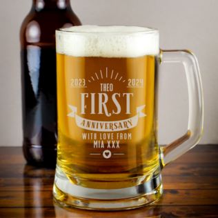 Personalised 1st Anniversary Glass Tankard Product Image