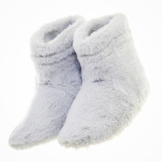 Grey Faux Fur Microwaveable Slipper Boots Product Image