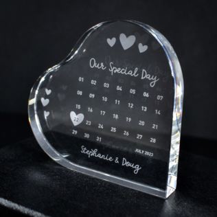 Personalised Engraved Special Date Calendar Crystal Heart Product Image