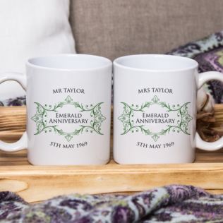 Personalised Pair of Mr & Mrs Forever To Go (1st-70th) Gift Mugs