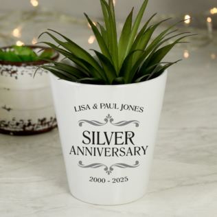 Personalised Silver Wedding Anniversary Plant Pot Product Image