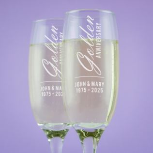 Personalised Golden Anniversary Champagne Flutes Product Image