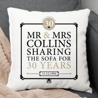 Personalised 30th (Pearl) Anniversary Sharing the Sofa Cushion Product Image