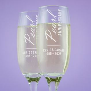 Personalised Pearl Anniversary Champagne Flutes Product Image