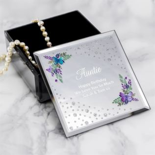 Personalised Floral Butterfly Diamante Glass Trinket Box Product Image