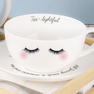 Eyelash Personalised Teacup & Saucer Product Image