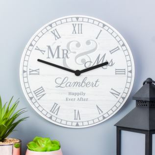 Personalised Mr & Mrs Wooden Clock Product Image