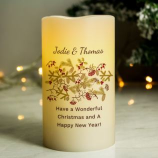 Personalised Christmas Floral LED Candle Product Image