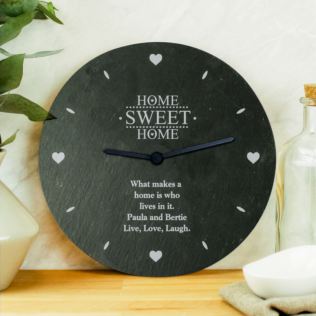 Personalised Home Sweet Home Slate Clock Product Image