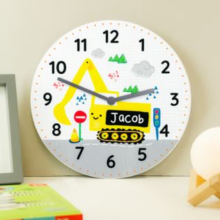 Personalised Digger Wooden Clock Product Image