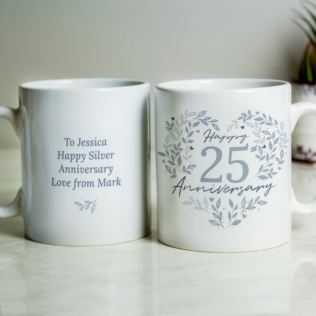 Personalised 25th Silver Wedding Anniversary Mug Product Image