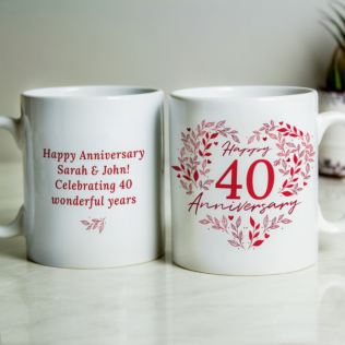 Personalised 40th Ruby Wedding Anniversary Mug Product Image