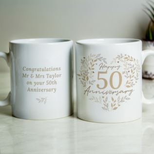 Personalised 50th Golden Wedding Anniversary Mug Product Image