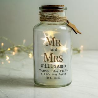 Personalised Mr & Mrs LED Glass Jar Product Image