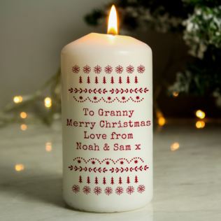 Personalised Christmas Fair Isle Pillar Candle Product Image