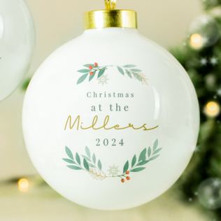 Personalised Christmas Foliage Bauble Product Image