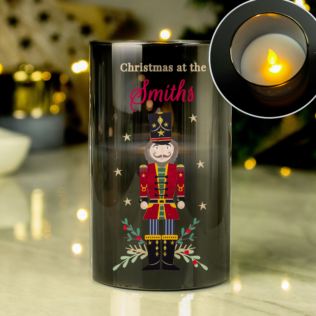 Personalised Christmas Nutcracker Smoked LED Candle Product Image